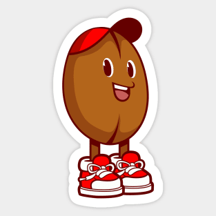 Coffee bean cartoon character Sticker